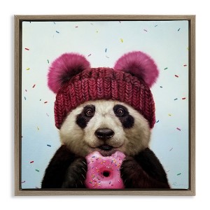 Stupell Industries Happy Panda Bear with Donut, 18" x 18" - 1 of 4