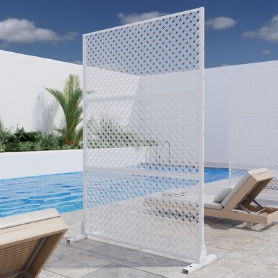 Dovelina Metal Outdoor Privacy Screen Freestanding Garden Privacy ...