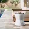 LuxenHome Outdoor Side Table, 18"White with Gray Fluted Hourglass-Shape Round Cement End Table, Accent Table for Indoor and Outdoor - 4 of 4