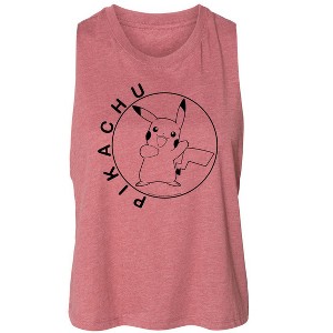 Women's Pokémon Pikachu Circle Graphic Racerback Tank - Heather Mauve - Small - 1 of 3