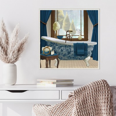 Blue and White French Provincial Bathtub Canvas Art
