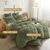Plush Shaggy Duvet Cover Set, Luxury Soft Faux Bedding 3 Pieces, Queen, Sage Green - 2 of 4