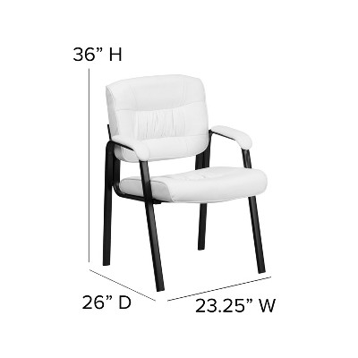 White LeatherSoft Executive Reception Chair with Black Metal Frame