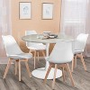 FurnitureR Dining Chairs, Faux Leather Cushioned Upholstered Side Chairs Mid-Back for Dining Room Kitchen Living Room, Solid Wood Legs, Set of 4 - 4 of 4