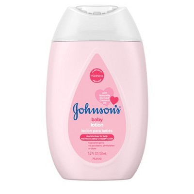 Johnson&#39;s Moisturizing Mild Pink Baby Body Lotion, Coconut Oil for Delicate Skin, Hypoallergenic - 3.4 fl oz