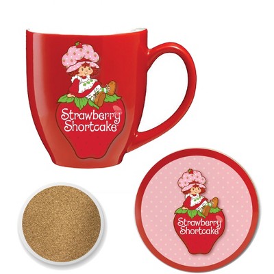 Courtside Market Strawberry Shortcake Love 16 oz Mug & Ceramic Coaster Set