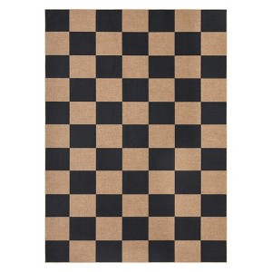 Washable Modern Living Room Rugs, Gingham Check Non Slip Bedroom Carpet, Geometric Checkered Indoor Floor Rugs for Dining Room - 1 of 4