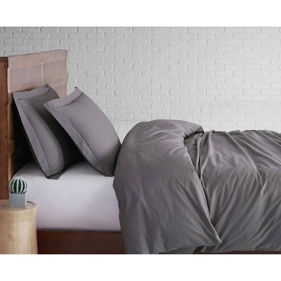 Gray Cotton Twin XL Duvet Cover Set with Pillow Sham