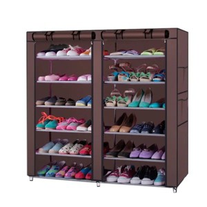 Racxily Double Row Shoe Rack Organizer with 9 or 12 Compartments Non Woven Fabric Shoe Storage Cabinet Space Saving Shoe Shelf - 1 of 4