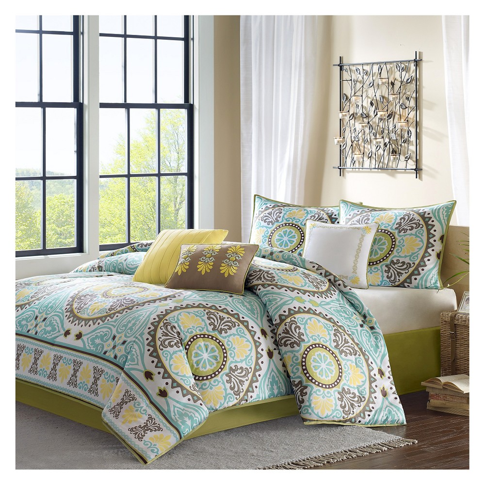 UPC 675716467005 product image for Keya 7 Piece Printed Comforter Set - Blue (Queen) | upcitemdb.com