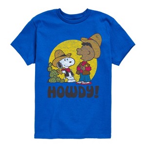 Boys' - Peanuts - Franklin And Snoopy Howdy Short Sleeve Graphic T-Shirt - 1 of 4