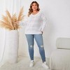 Women's Plus Size Crew Neck Pullover Knit Top: Cutout V-Neck Detail In-Stock Casual Tops for Daily Wear, Errands & Relaxed Outings - 2 of 4