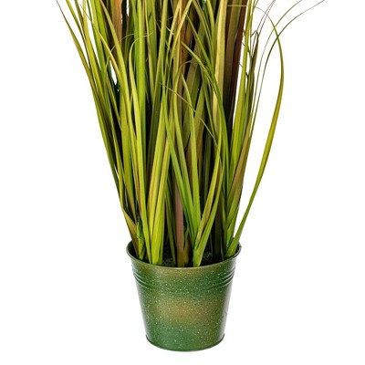 48" Green and Brown Artificial Grass Arrangement in Iron Pot
