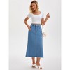 INSPIRE CHIC Women's Denim A Line High Waisted Raw Hem Casual Maxi Skirt - 3 of 4