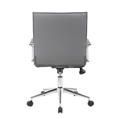 Gray Vinyl Mid-Back Task Chair with Chrome Arms