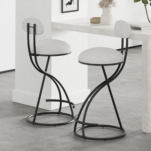 NicBex PU Leather Bar Stools Set of 2,Counter Height Bar Stools with Footrest,Kitchen Island Stools with Padded Backrest for Home,Cafe - 1 of 4