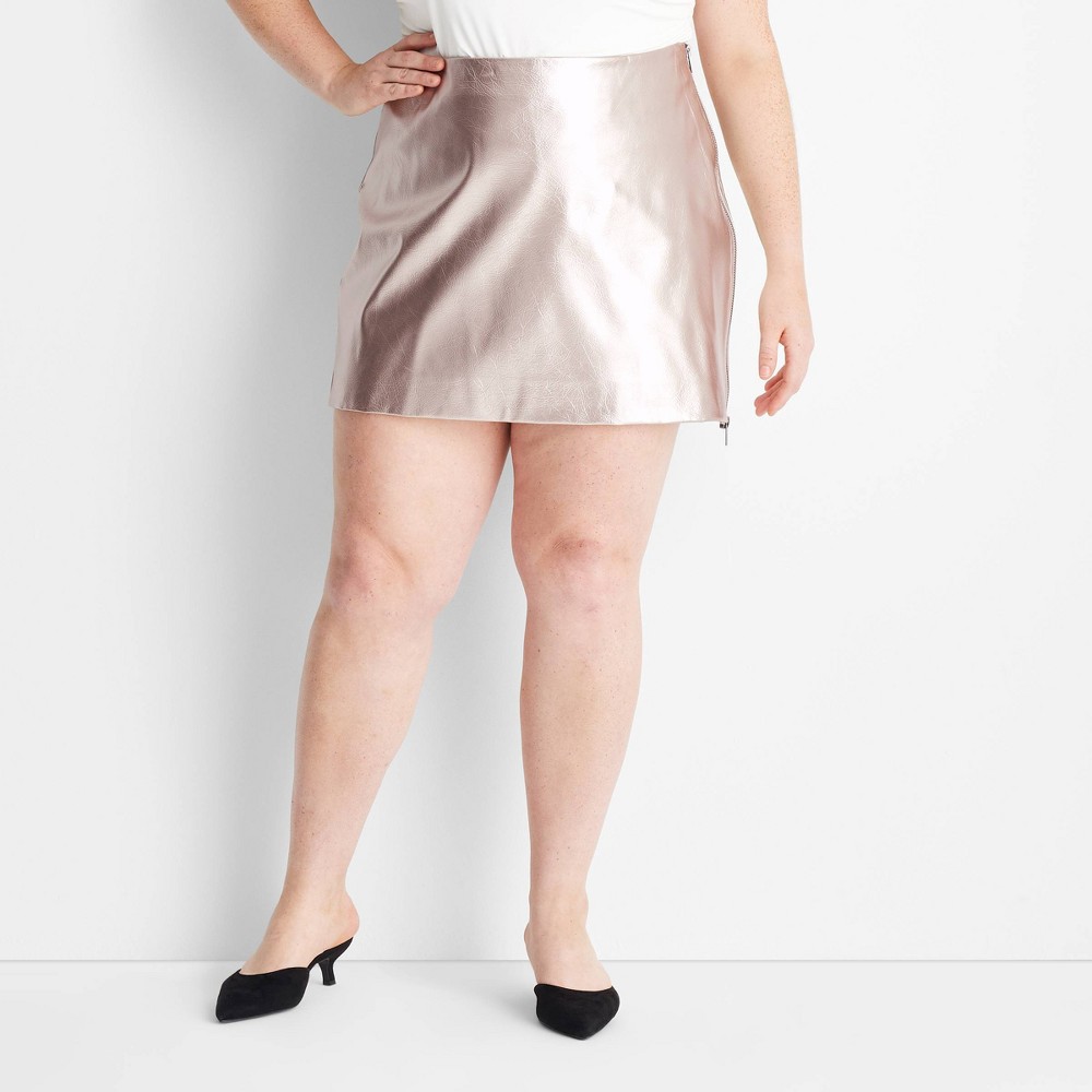 Women's Metallic Mini Skirt - Future Collective Champagne XXL