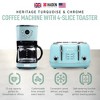 Haden 12 Cup Programmable Drip Coffee Maker Coffee Machine Bundled with Heritage 4 Slice Wide Slot Stainless Steel Toaster, Turquoise & Chrome - 2 of 4