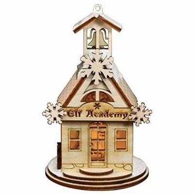 Old World Christmas Ginger Cottages Wooden Ornament for Christmas Tree, Elf Academy One Room School