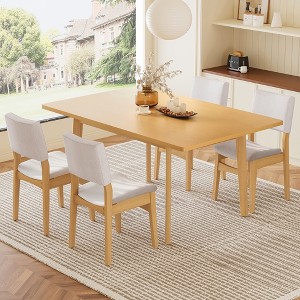 7/5 Piece Dining Table Set Dining Set for 6/4, Classic Kitchen Furniture Set with Upholstered Stackable Dining Chairs - ModernLuxe - 1 of 4