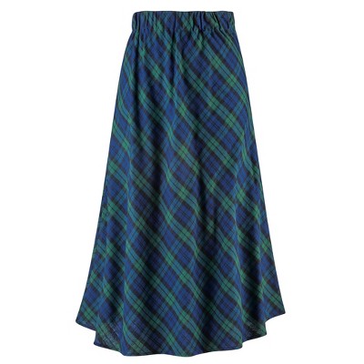 Collections Etc Comfy Bias Plaid Elasticized Waist Full Skirt