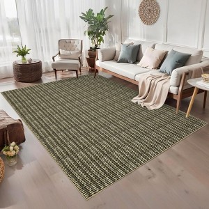 Modern Braided Printed Area Rug Farmhouse Indoor Carpet Low Pile Stain-Resistant Rugs Living Room Bedroom - 1 of 4