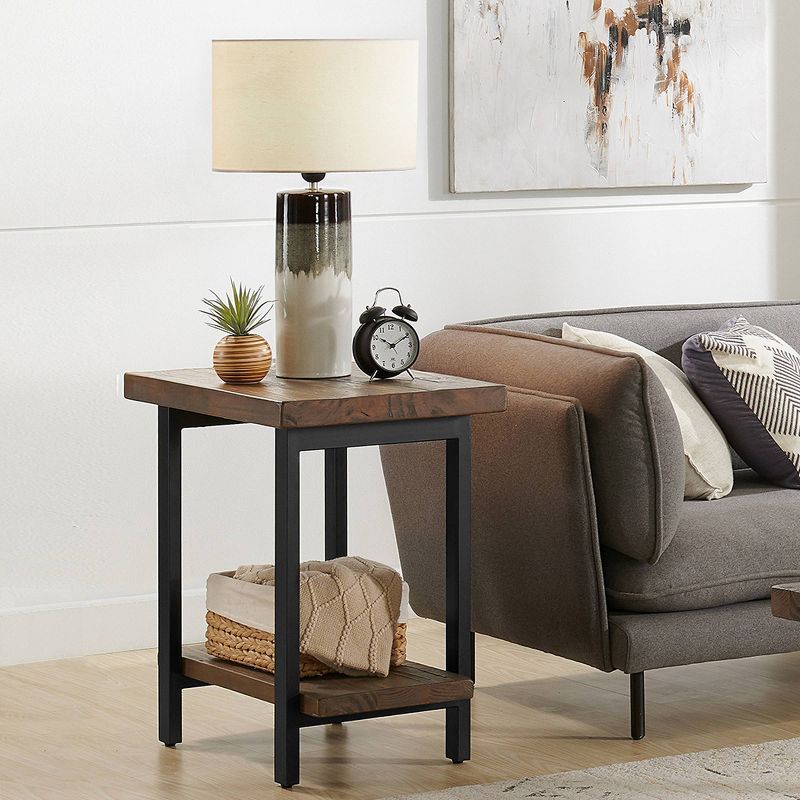 Pomona Solid Wood and Metal End Table with Shelf - Alaterre Furniture, 4 of 12