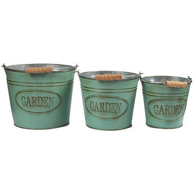 Juvale 3 Pack Rustic Galvanized Metal Bucket Set, Garden Planter Decorations (3 Sizes)