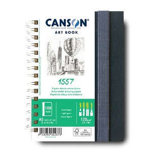 Canson Artist Series 1557 Sketch Art Book, Fabric Cover, Side Wire Binding, 50 Sheet, 5.8x8.3 inch, 1 Count - 1 of 4