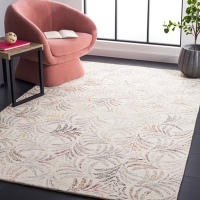 Ivory and Red Floral Hand-Tufted 4' x 6' Wool Area Rug