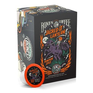 Bones Coffee Company Jacked O' Lantern, Pumpkin Spice Flavored Coffee Pods, 12 ct Single-Serve Bones Cups Compatible with Keurig Coffee Maker - 1 of 3