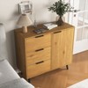 Storage Cabinet with 3 Drawers & Adjustable Shelf, Mid Century Cabinet with Door, Accent Cabinet for Living Room, Home Office, Entryway, Gray - 4 of 4