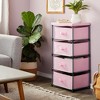 Juvale 4-Tier Tall Closet Dresser with Drawers - Clothes Organizer and Small Fabric Storage for Bedroom (Pink) - 3 of 4