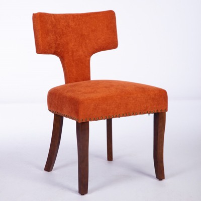 NicBex Dining Chairs Set of 2 Upholstered Chair Farmhouse Linen Fabric Accent Chair Curved Backrest with Copper Nails for Kitchen, Bedroom