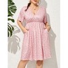 Coolmee Women's Plus Size Wrap V Neck Short Ruffle Sleeve A Line Midi Dress - 4 of 4