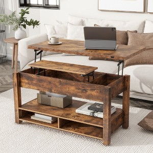 3 In 1 Multi-Functional Lift Top Coffee Table with Open Shelves for Living Room/Home Office 4A - ModernLuxe - 1 of 4