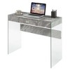 HomeStock SoHo 1 Drawer Glass 36 inch Desk, Gray Faux Marble/Glass - 3 of 4