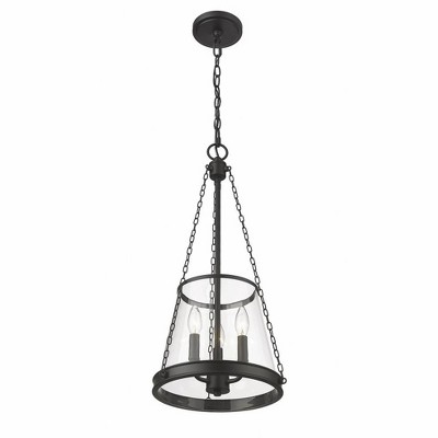 Prescott Matte Black Mini Drum Pendant with Nickel Accents