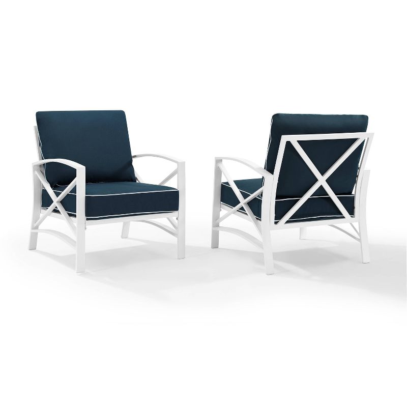 Kaplan 2pc Outdoor Accent Chairs - Navy/White - Crosley, 4 of 8