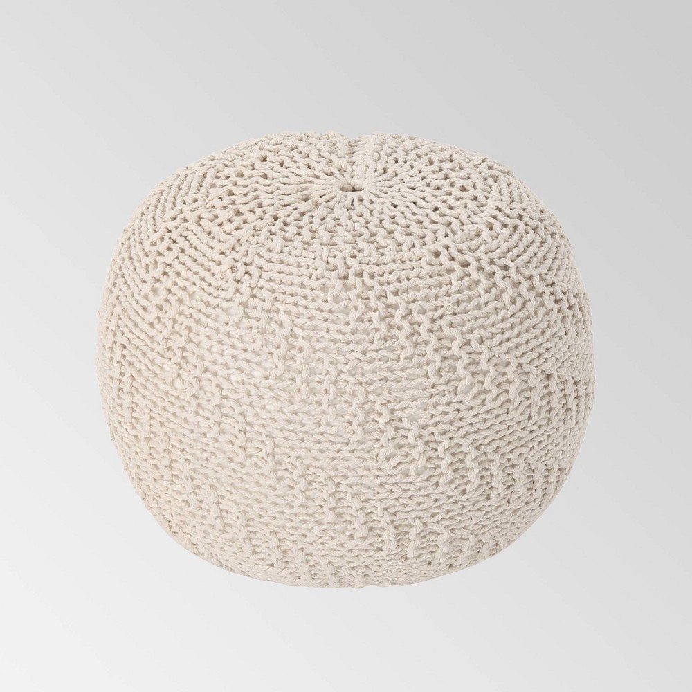 Photos - Pouffe / Bench Alwes Knitted Pouf Beige - Christopher Knight Home