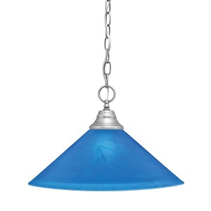 Toltec Lighting Any 1 - Light Pendant in  Brushed Nickel with 16" Blue Italian Shade - 1 of 1