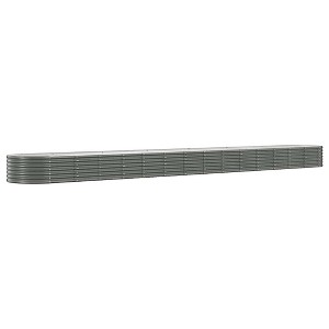 vidaXL Gray Garden Raised Bed, Powder-Coated Steel Construction, 244.1"x31.5"x14.2", Oval Shape Design for Garden, Balcony, Patio Décor - 1 of 4