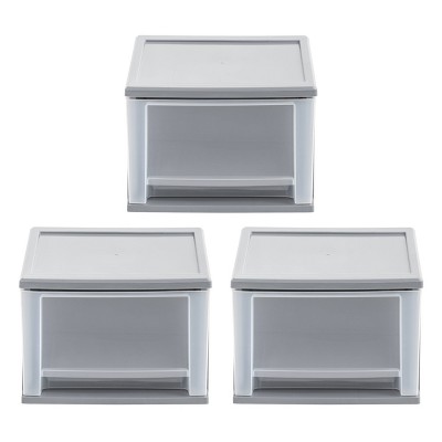 IRIS 17qt 3pk Stacking Drawer Gray