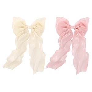 Unique Bargains Women's Cute Bow Hair Pins 10.24"x6.69"x0.79" 2 Pcs - 1 of 3