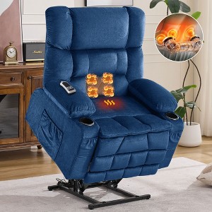 Clihome Dual Motor Large Power Lift Recliner Chair, Lay Flat Lift Chair with knead the waist and heat, Big Lift Recliner for Tall People, Cup Holders - 1 of 4