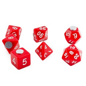 Toy Vault Fridge Dice Magnets 7pc Set; Red Polyhedral RPG Dice-Shaped Refrigerator Magnets - 1 of 4