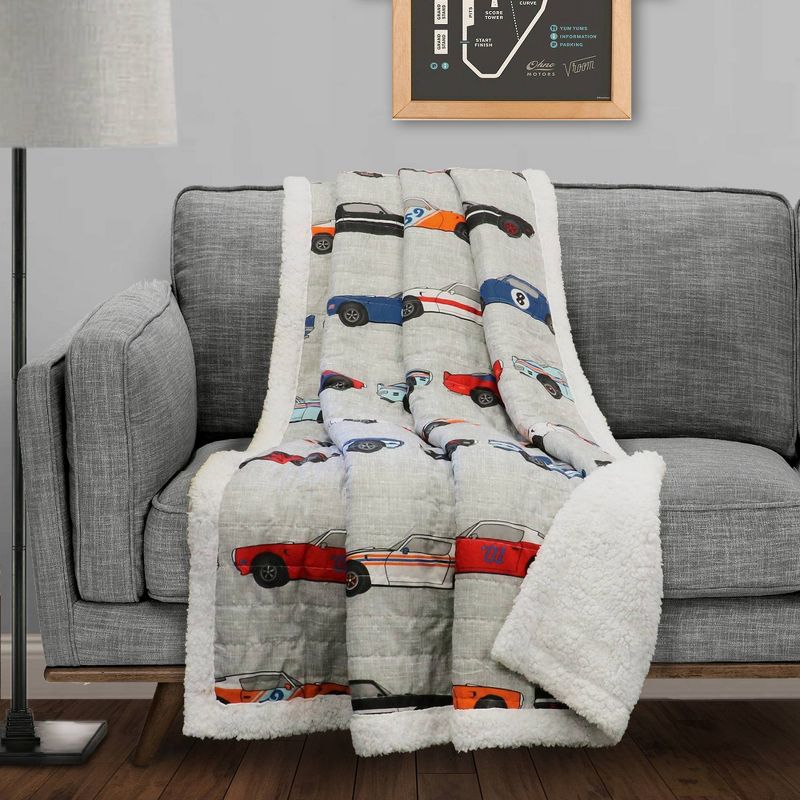 Kids' Race Car Faux Shearling Throw Blanket - Lush Décor, 1 of 13