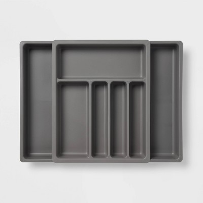 Plastic Expandable Utensil Drawer Organizer Gray - Brightroom™