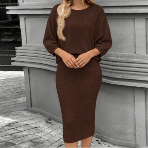 knit formal dress Evie Ribbed-Knit Jersey Dress Navy / Regular / 1X main image 1
