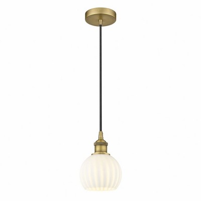 White Venetian - 1 Light Cord Hung Mini Pendant In Modern Style-8 Inches Tall and 6 Inches Wide